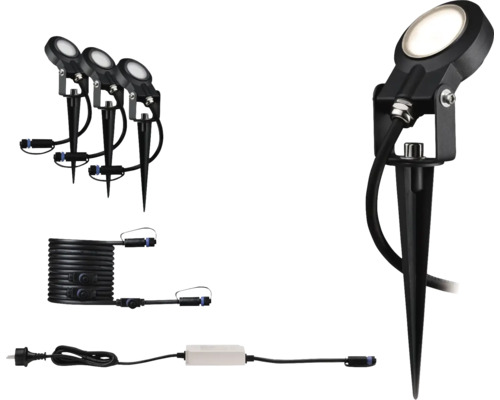 Gartenstrahler Set mit Erdspieß, Kabel und Transformator