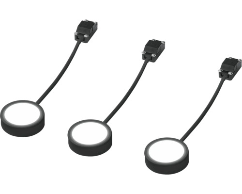 Drei LED Möbelleuchten mit Kabel und Anschluss