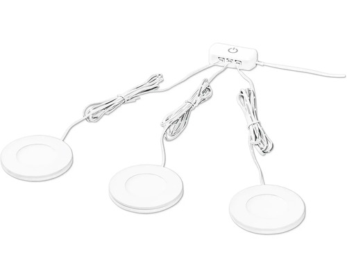 LED-Unterbauleuchten-Set mit drei runden Leuchten
