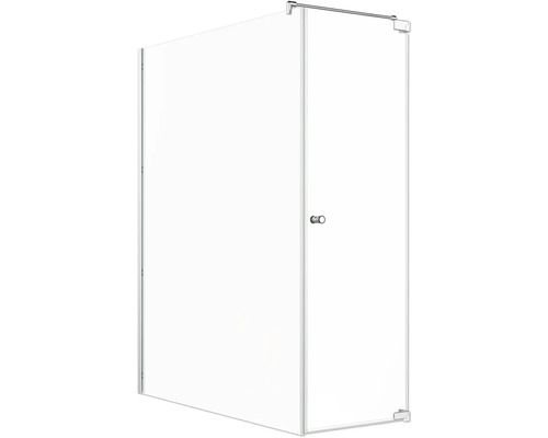Jungborn Duschtür mit Seitenwand SETTE Drehtür rechts Seitenwand links 160 x 70 cm Profil silber Klarglas mit schmutzabweisende Glasbeschichtung und Puffergriff Duschkabine mit Tür aus Glas
