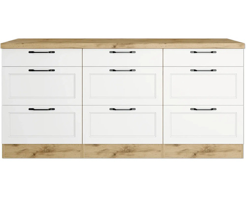 Küchenschrank mit sechs Schubladen und Holzplatte