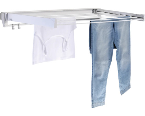 Wäschetrockner mit daran hängender Wäsche