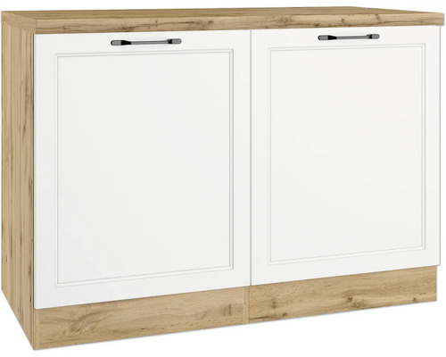 Held Möbel Spülenschrank Lübeck BxTxH 120 x 60 x 86 cm weiß matt zerlegt 667.6330 Küchenunterschrank mit zwei Türen und Griffen