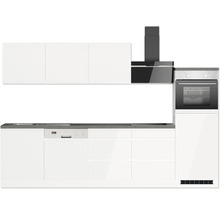 Held Möbel Küchenzeile mit Geräten Kiel 300 cm weiß hochglanz zerlegt Variante reversibel 1102.6340