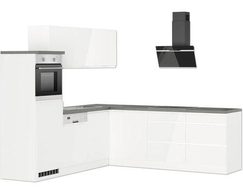 Moderne Küche mit Einbaubackofen, Dunstabzugshaube und Spülmaschine