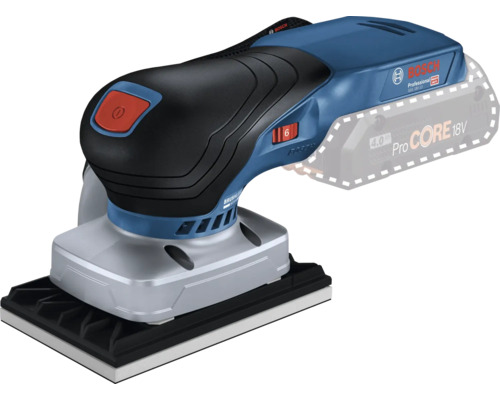 Bosch Professional Akku-Schwingschleifer mit angedeutetem Akku