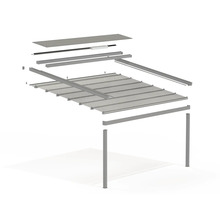 Explosionszeichnung einer Terrassenüberdachung mit Lamellen