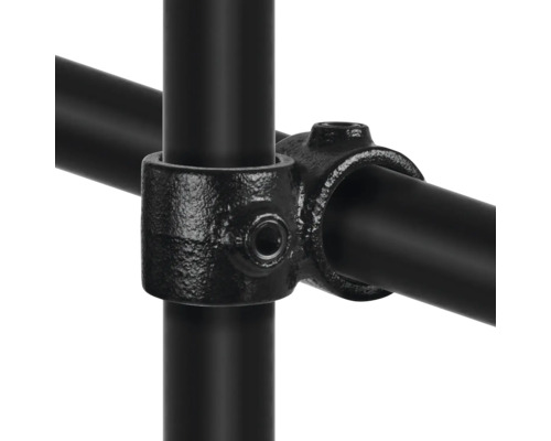 Buildify Kreuzstück vorgesetzt 90° schwarz für Gerüstrohr schwarz Ø 33 mm