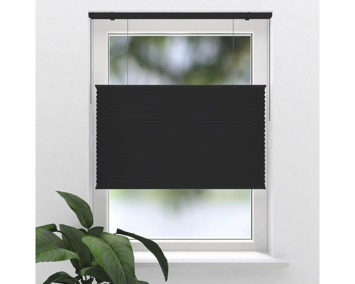 SOLUNA Wabenplissee freihängend mit Wand-/Deckenbefestigung und Zugschnurbedienung thermo schwarz 120x175 cm