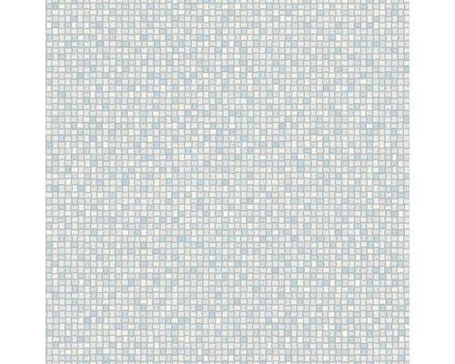 PVC-Boden Artifact Mosaik-Optik blau silber Fliesen 0,6x0,8 cm 200 cm breit (Meterware) Tapete mit Mosaikmuster für Wandgestaltung