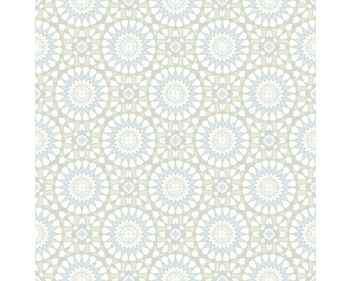 PVC-Boden Artifact Fliesen-Optik blau grün Fliesen 16,6x16,6 cm 200 cm breit (Meterware) Tapete mit geometrischem Sternmuster