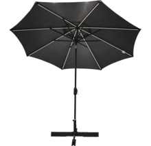 Mittelstockschirm SOLUNA Luneau mit LED Beleuchtung Ø 300 cm grau mit UV-Schutz 80, wasserabweisende Polyesterbespannung, leichte Aufspannung per Kurbel