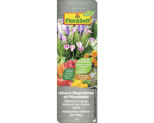 Düngestäbchen Universal FloraSelf Nature mit Pflanzenkohle, Algen & Huminsäuren 30 Stk.