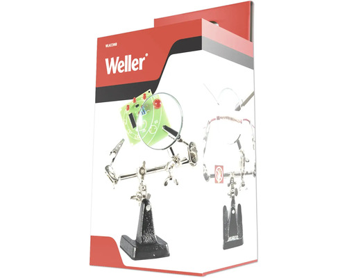 Weller Lötstation mit Lupe und Klemmen auf der Verpackung