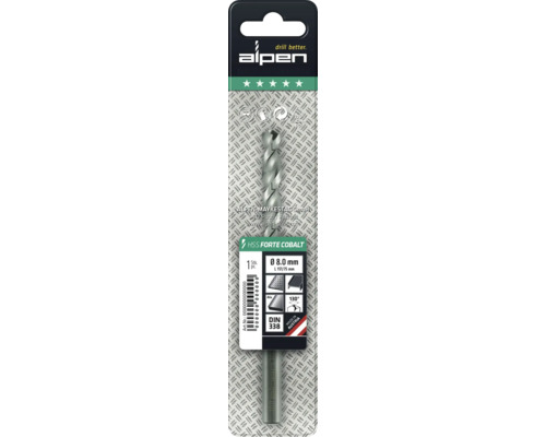 Alpen HSS Forte Cobalt Bohrer, Durchmesser 8 Millimeter