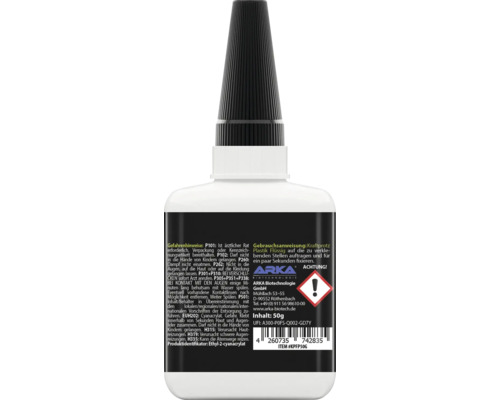 Flüssigklebstoff in einer Kunststoffflasche mit Sicherheitszeichen