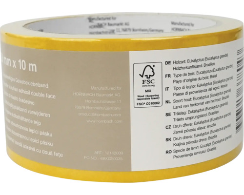 Gewebeband Rolle mit Ursprungsland Brasilien und FSC Siegel
