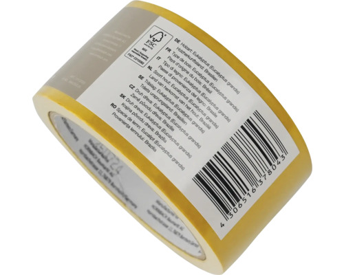 Klebeband mit Herkunftsangabe des Holzes Brasilien und FSC Siegel