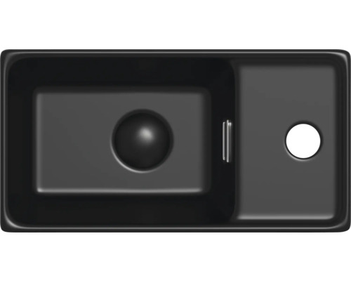 Schwarze Küchenspüle mit Abtropffläche