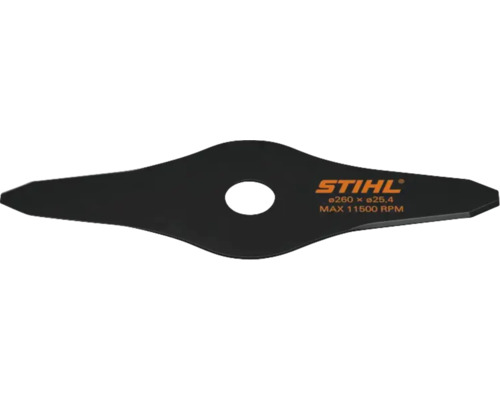 Stihl Grasschneideblatt mit den Maßen 260 mal 25,4 Millimeter und maximal 11500 Umdrehungen pro Minute