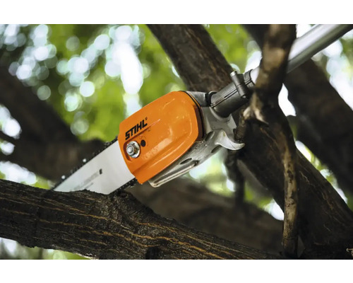 Astsäge beim Beschneiden eines Astes im Garten.