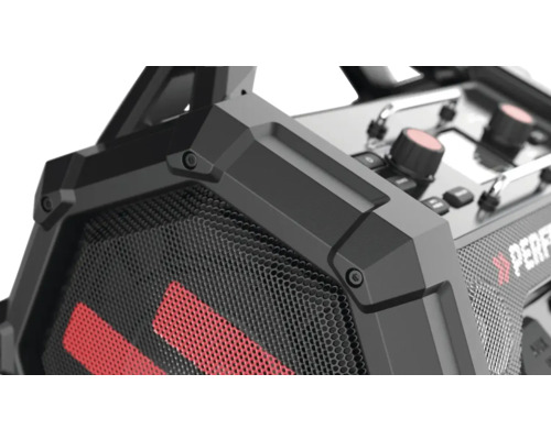 Nahaufnahme eines tragbaren Lautsprechers mit Bedienknöpfen