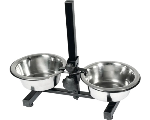 Doppelnapfständer Karlie twin feeder höhenverstellbar bis 30 cm mit zwei Edelstahlnäpfen ø 16 cm, je 800 ml