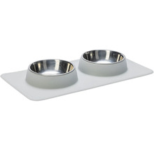 Doppelnapf Karlie Dinnerset Dex Silikonnapfständer grau ca. 44 x 23 x 4,5 cm mit 2 Edelstahlnäpfen, spülmaschinenfest, je 350 ml
