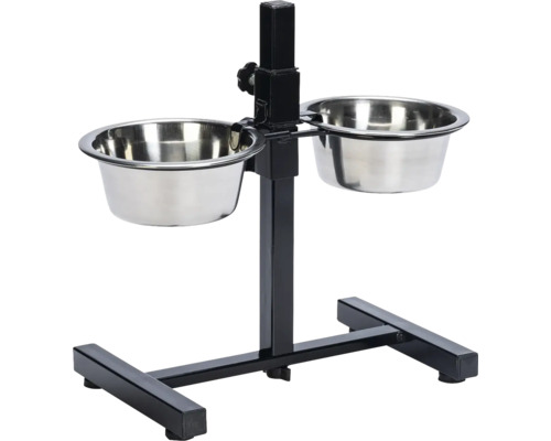 Doppelnapfständer Karlie twin feeder höhenverstellbar bis 30 cm mit zwei Edelstahlnäpfen ø 13 cm, je 380 ml