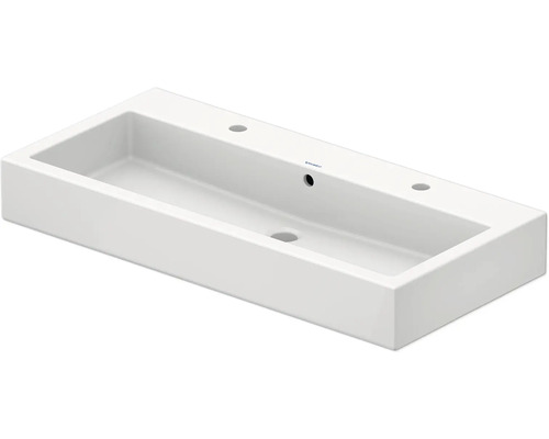 DURAVIT Doppelwaschtisch Vero 100 x 47 cm weiß glänzend 454100024 Waschbecken aus Sanitärkeramik mit Hahnloch und Überlauf