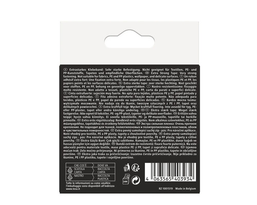 Extrastarkes Klebeband mit Entsorgungshinweisen