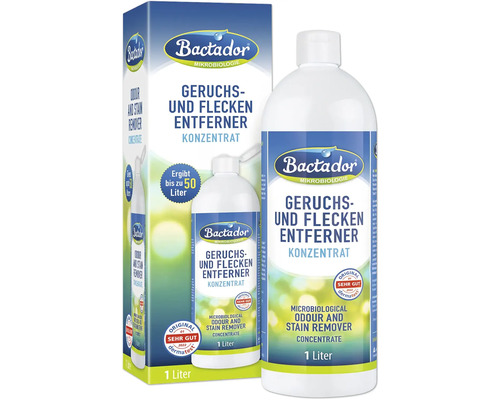 Fleckenentferner Bactador® Geruchs- und Fleckenentferner Konzentrat 1 L mikrobiologisches Mittel gegen Gerüche und Flecken in Tierumgebung & Haushalt