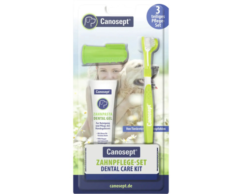 Canosept Zahnpflegeset für Hunde mit Zahnpasta, Fingerling und Zahnbürste
