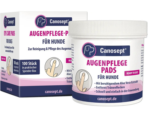 Augenpflege Canosept® Augenpflege Pads für Hunde Dose 100 Stück zur Reinigung und Pflege mit Aloe Vera, entfernt Tränenflecke