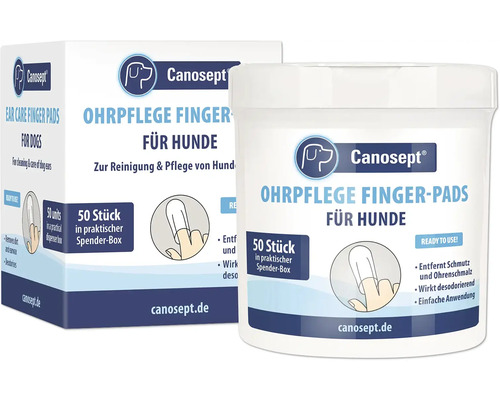 Ohrenpflege Canosept® Ohrpflege Fingerpads für Hunde 50 Stück Spenderdose mit Pflegepads zur Reinigung und Pflege