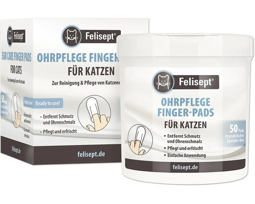 Ohrenpflege Felisept® Ohrpflege Fingerpads für Katzen Dose 50 Stück sanfte Ohrenpflege