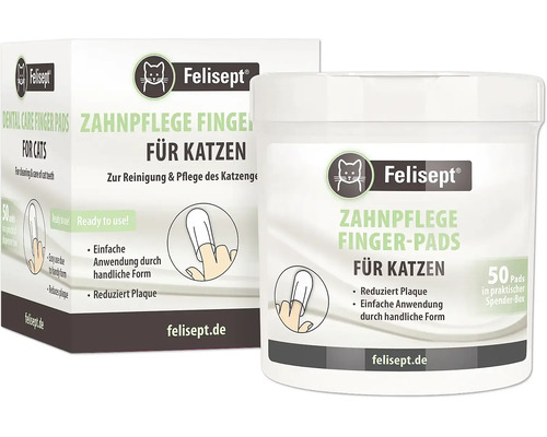 Zahnpflege Felisept® Zahnpflege Fingerpads für Katzen Dose 50 Stück schonende und einfache Zahnpflege für die Katze