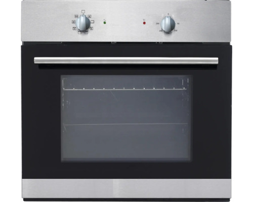 Edelstahl Einbaubackofen mit Glaskeramikkochfeld und Drehreglern