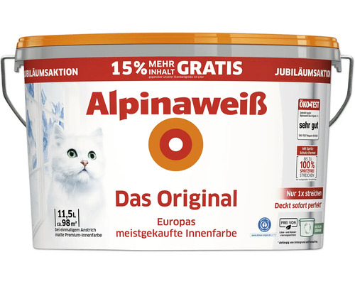 Alpinaweiß Wandfarbe Das Original Spritzfrei weiß 11,5 l