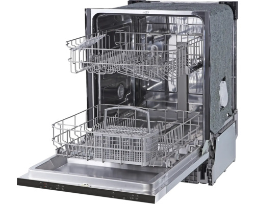 Offener Geschirrspüler mit herausgezogenen Geschirrkörben