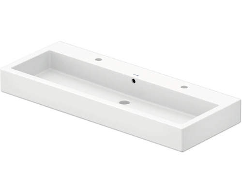 DURAVIT Doppelwaschtisch Vero 120 cm weiß geschliffen mit Beschichtung 04541200261 Rechteckiges Aufsatzwaschbecken aus Keramik mit Hahnlöchern