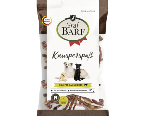 Hundesnack Graf BARF KnusperLammziemer, getrocknet 50 g, Hundetraining Graf Barf Knusperspass Lammziemer für Hunde, 50 Gramm