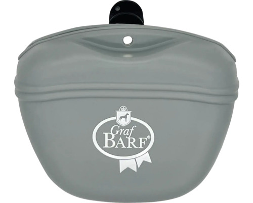 Graf Barf Logo auf grauem Futterbeutel für Hunde