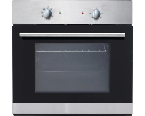 Edelstahl Einbaubackofen mit Temperaturregler und Funktionswahlschalter