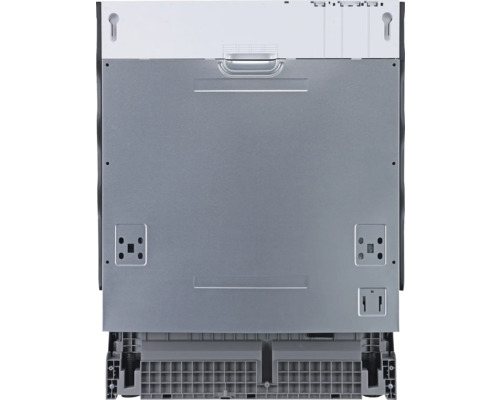 Rückansicht eines Geschirrspülers mit Anschlüssen und Montagelöchern