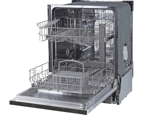 Geöffneter Geschirrspüler mit zwei Körben