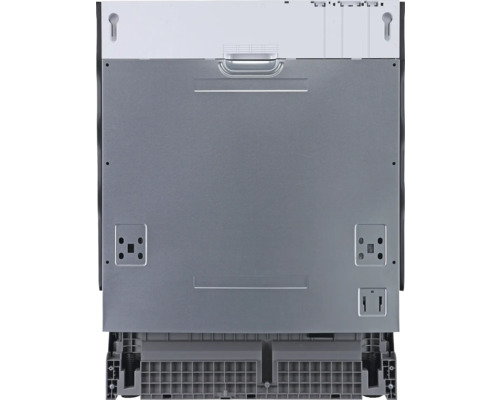 Rückansicht eines Geschirrspülers zur Veranschaulichung der Anschlüsse und Montagepunkte.