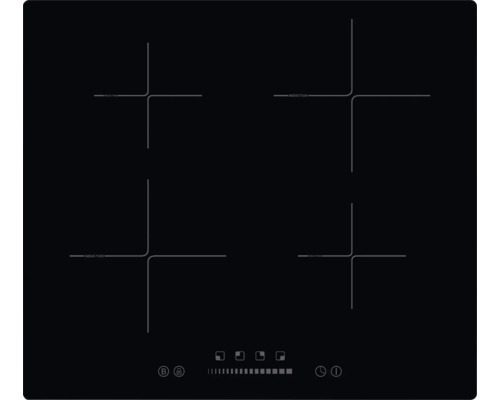 Schwarzes Induktionskochfeld mit vier Kochzonen