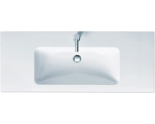 Aufsicht auf ein Waschbecken mit Armatur