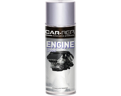 Car-Rep Sprühlack Motor-Spray glänzend silber 400 ml Motoren-Sprühdose von CAR-REP mit Abbildung eines Automotors, hitzebeständig und strapazierfähig